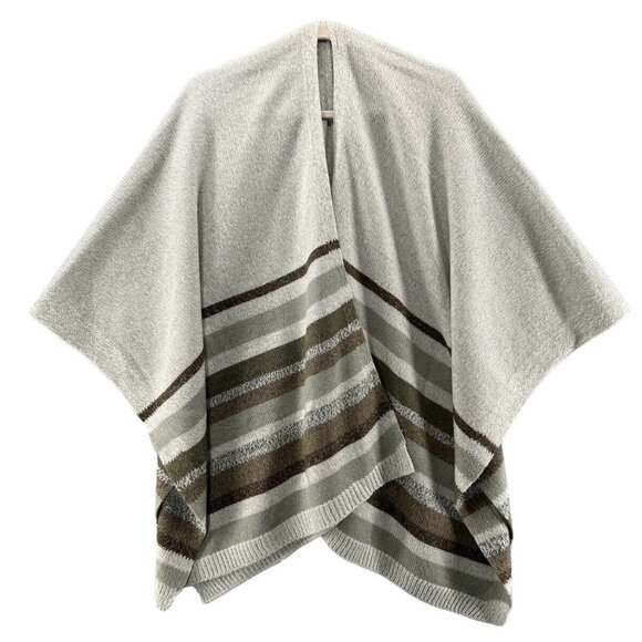 Simply Noelle Womens One Size Sweater Shawl Gray Taupe Grey Striped - Picture 1 of 9